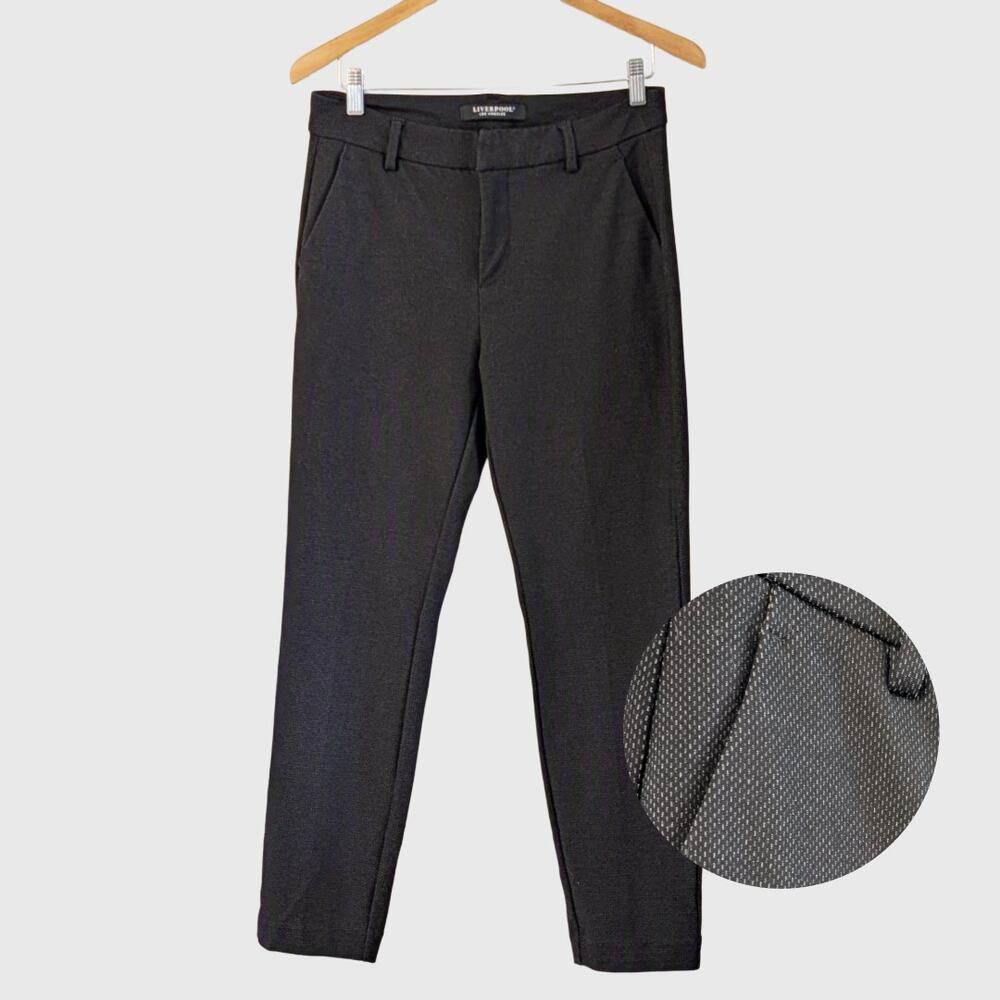 Liverpool Kelsey Slim Leg Trouser Size 8 Black Gray Pants Stretch Career